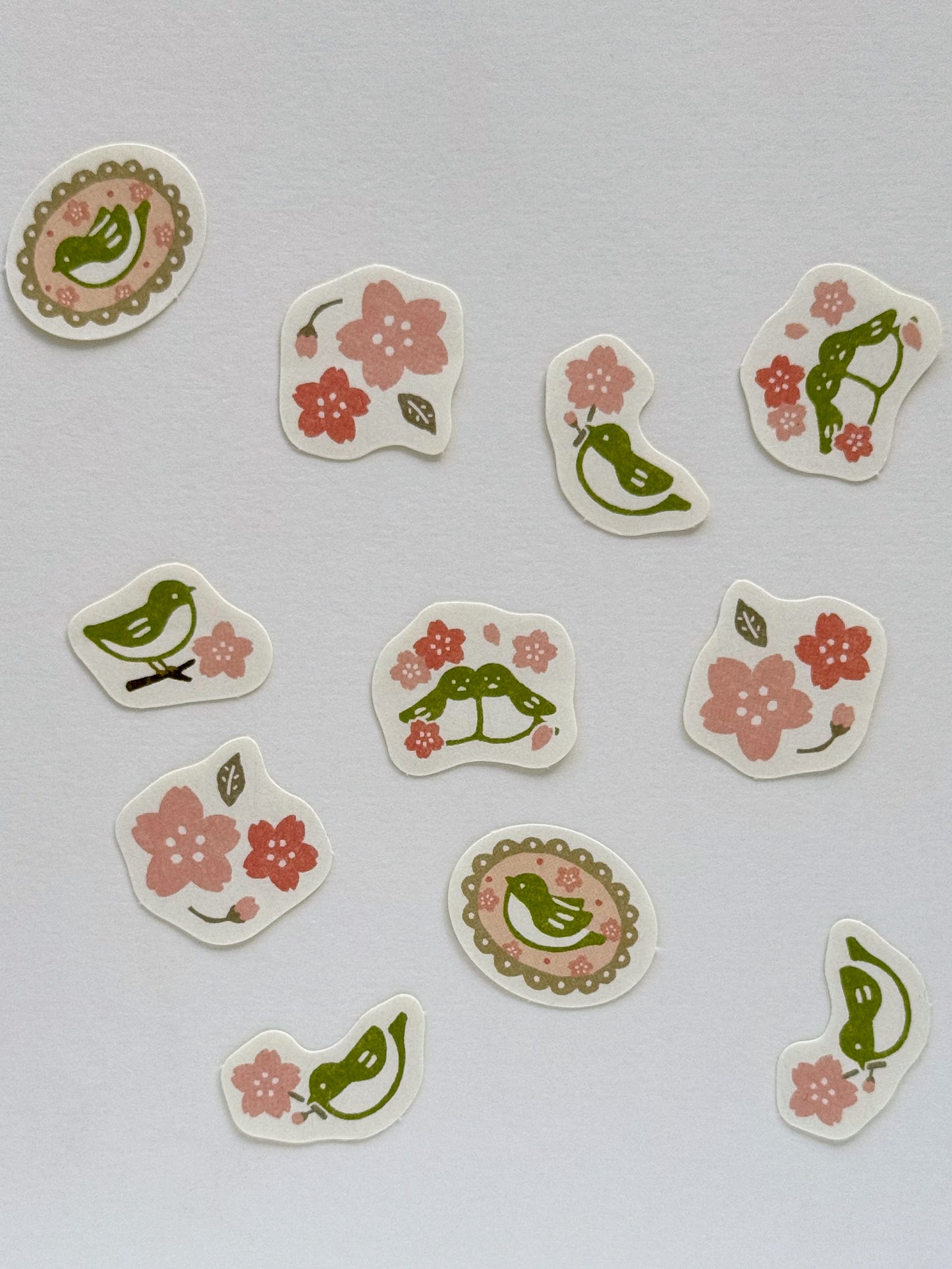 Stickers washi prédécoupés | Sakura et rossignol du Japon