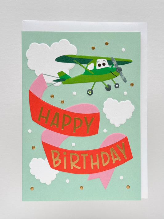 Carte | Avion et banderole "Joyeux anniversaire
