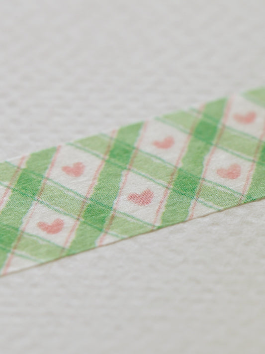 Masking tape | Vichy vert et petits cœurs