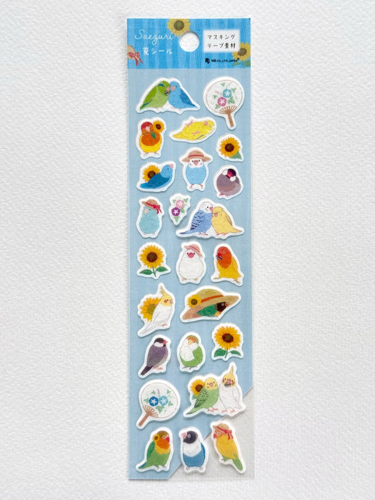 Stickers japonais | Oiseaux et tournesols