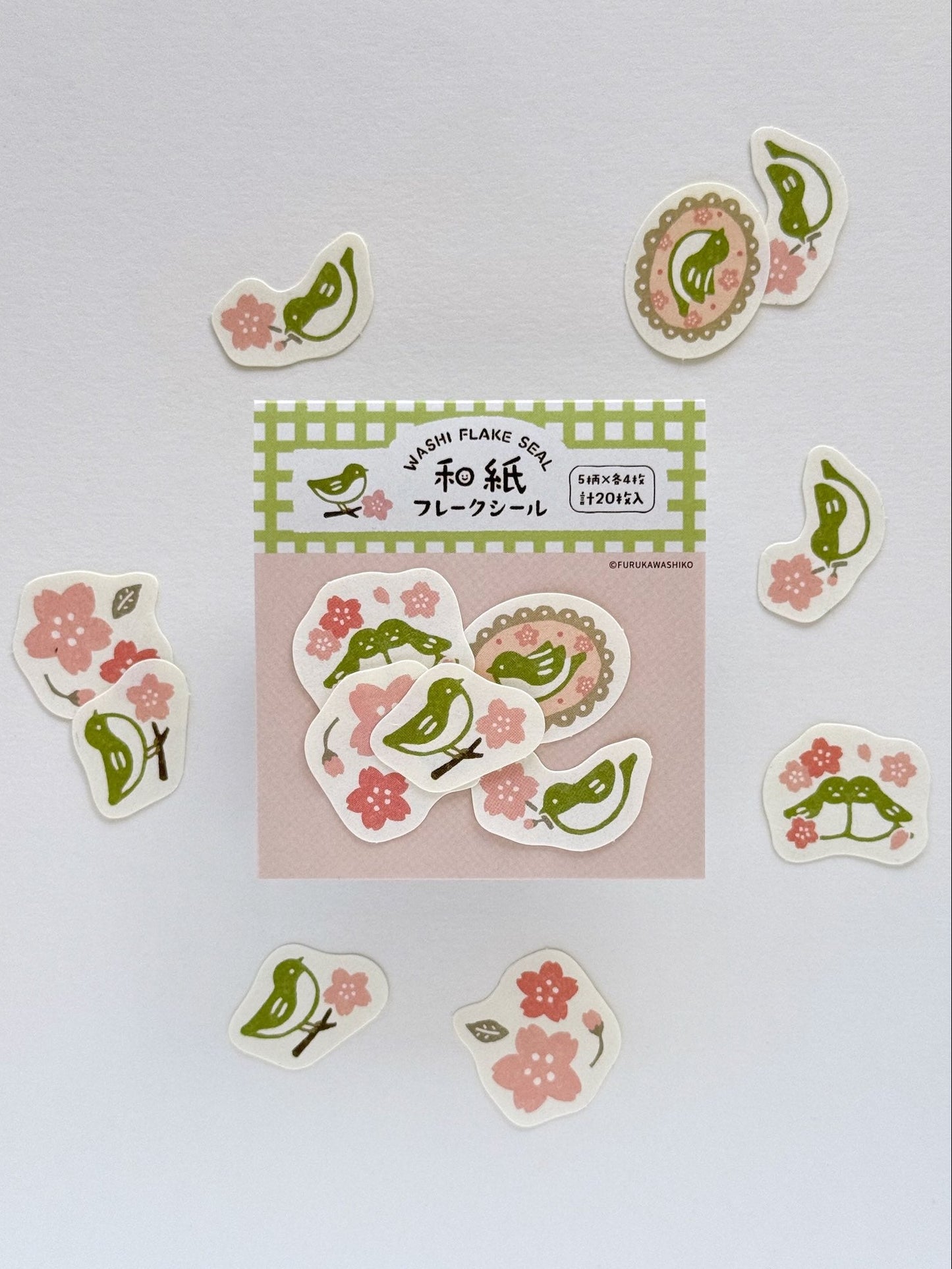 Stickers washi prédécoupés | Sakura et rossignol du Japon