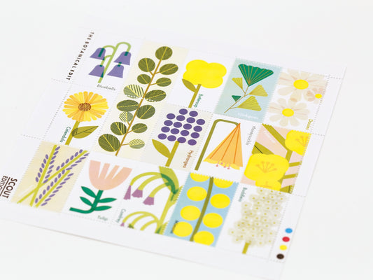 Planche de timbres décoratifs | Herbier botanique